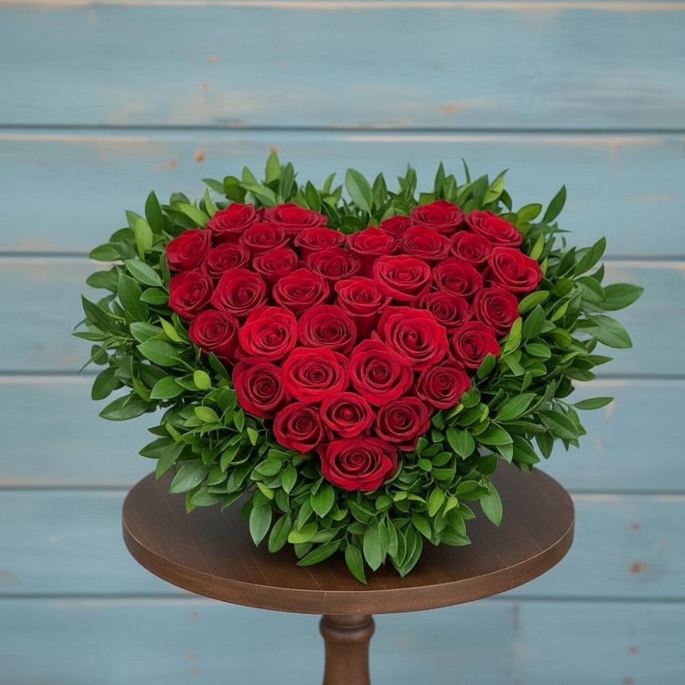 Цветочная композиция из Розы в виде сердца в Сысерти