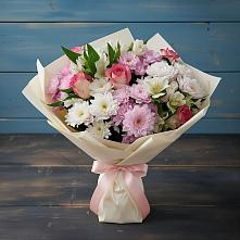 Букет цветов из:  Хризантемы, Альстромерии и Розы #REPLACE_PRED# Сысерти