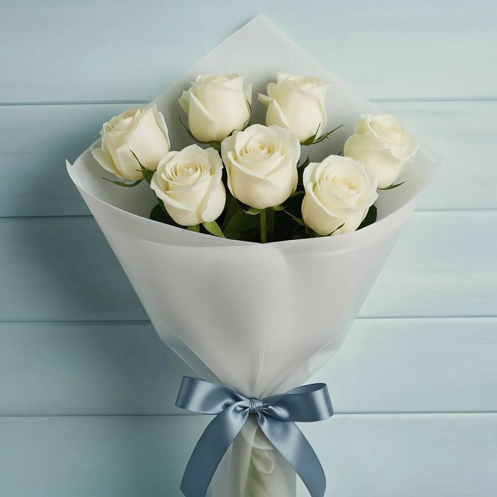 Букет 7 Белых роз Эдлесс Лав в Сысерти
